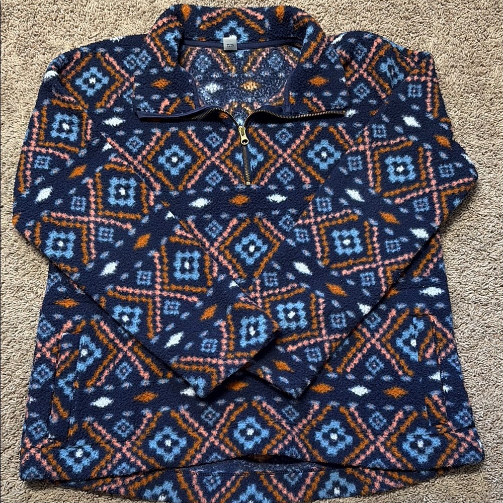 Old Navy Women's Patterned Sweater - Navy, Orange, Blue, White